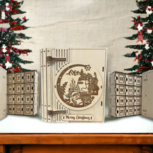 Load image into Gallery viewer, Personalized Family Name Wooden Advent Calendar - Handcrafted Christmas Countdown Heirloom
