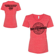 Load image into Gallery viewer, Marine Mom Sisterhood &quot;Love-Prayers-Caffeine&quot; Red V-Neck Tee
