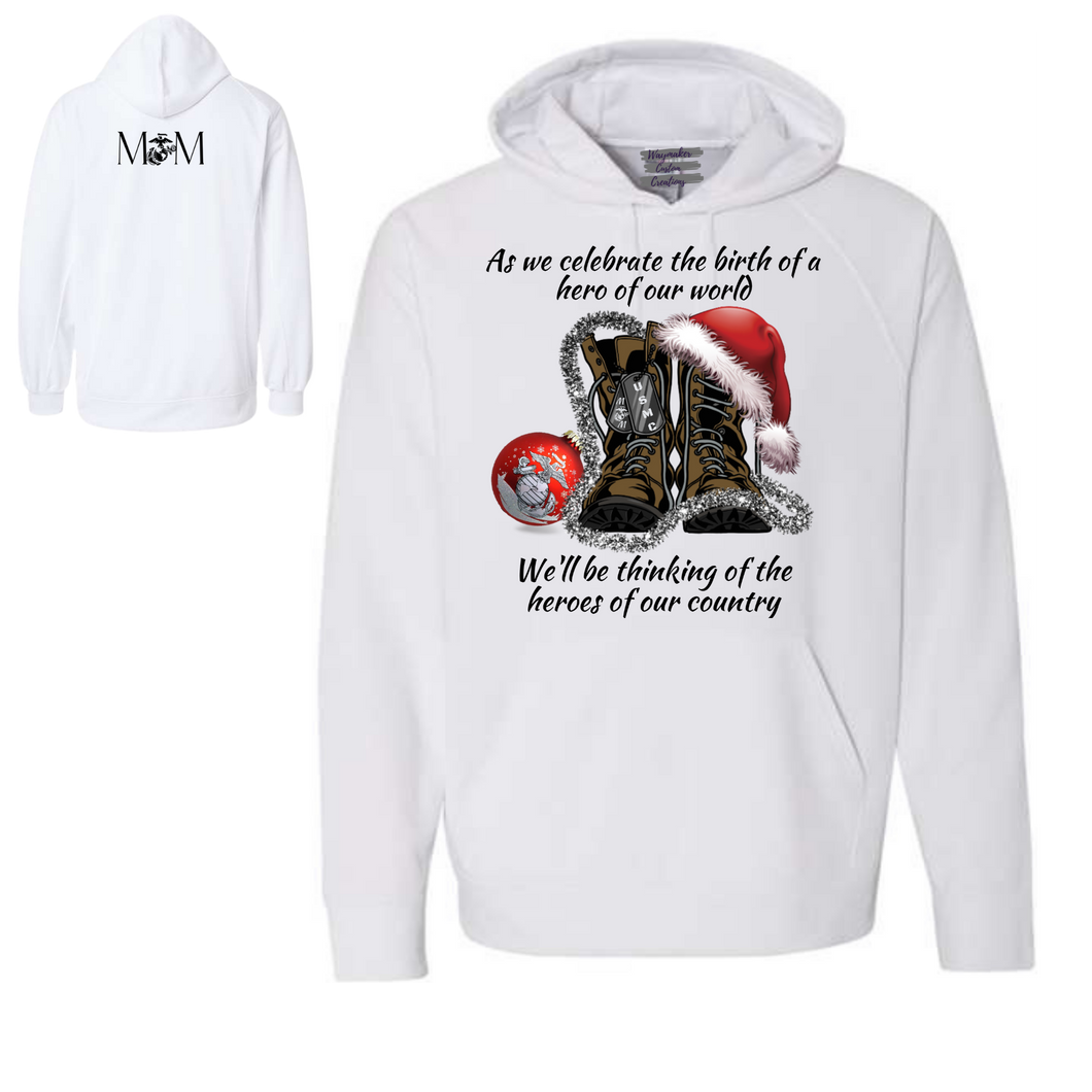 Special Edition White Marine Hero Holiday Hoodie